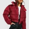 Kurze Steppjacke Mit Kapuze -Mode für Sie Geschäft gzz40785 burgundy xl
