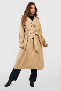 Oversize Trenchcoat Mit Gürtel -Mode für Sie Geschäft gzz41334 taupe xl 2