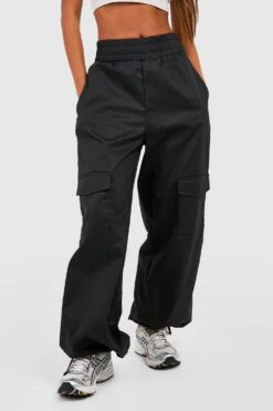 Cargo-Jogginghose Mit Hohem Bund Und Geschnürten Bündchen -Mode für Sie Geschäft gzz41586 black xl 3