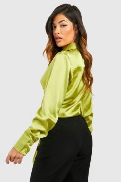 Satin-Hemd Mit Schnür-Detail -Mode für Sie Geschäft gzz43823 chartreuse xl 1