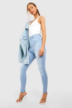 Skinny Jeans Mit Hohem Bund -Mode für Sie Geschäft gzz44640 light20wash xl 2