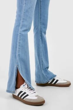 Schlaghose Mit Hohem Bund Und Geteiltem Saum -Mode für Sie Geschäft gzz44733 light20wash xl 3