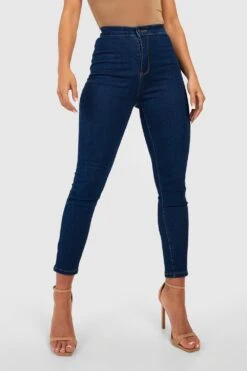 Super Stretch Disco Skinny Jeans Mit Hohem Bund -Mode für Sie Geschäft gzz45718 dark20blue xl 3