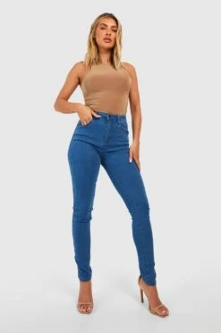 Stretch Skinny Jeans Mit Super Hohem Bund