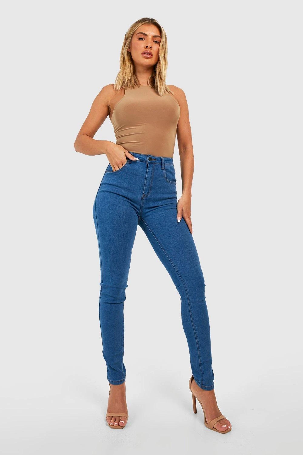 Stretch Skinny Jeans Mit Super Hohem Bund 3 Stretch Skinny Jeans Mit Super Hohem Bund