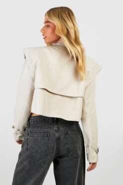 Kurzer Trenchcoat -Mode für Sie Geschäft gzz45803 stone xl 1