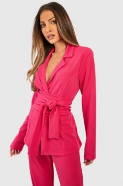 Basic Jersey-Blazer Mit Bindegürtel -Mode für Sie Geschäft gzz46087 hot20pink xl 2