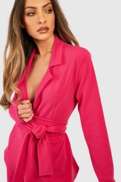 Basic Jersey-Blazer Mit Bindegürtel -Mode für Sie Geschäft gzz46087 hot20pink xl 3