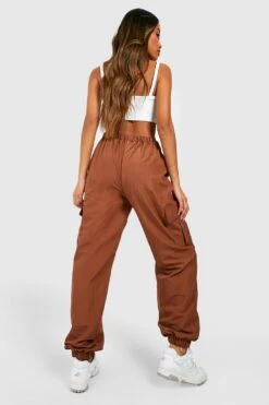 Cargo-Jogginghose Mit Hohem Bund Und Elastischem Bund -Mode für Sie Geschäft gzz46101 chocolate xl 1