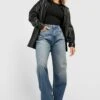 Jeans Mit Hohem Bund Und Weitem Bein -Mode für Sie Geschäft gzz46418 mid20blue xl