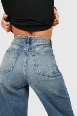 Jeans Mit Hohem Bund Und Weitem Bein -Mode für Sie Geschäft gzz46418 mid20blue xl 3