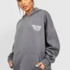 Oversize Hoodie Mit Sports Club Slogan -Mode für Sie Geschäft gzz47420 charcoal xl