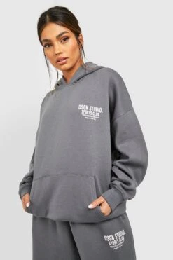 Oversize Hoodie Mit Sports Club Slogan