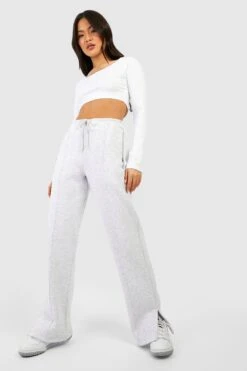 Jogginghose Mit Weitem Bein, Geteiltem Saum Und Reißverschluss-Detail -Mode für Sie Geschäft gzz47426 ash20grey xl 2