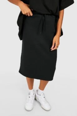 Sweat-Midirock Mit Kordelzug -Mode für Sie Geschäft gzz47458 black xl 3