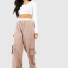Cargo-Jogginghose Mit Weitem Bein Und Kontrast-Bund -Mode für Sie Geschäft gzz47474 taupe xl