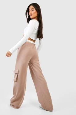 Cargo-Jogginghose Mit Weitem Bein Und Kontrast-Bund -Mode für Sie Geschäft gzz47474 taupe xl 1