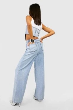 Weite Jeans Mit Acid-Waschung Und Naht-Detail -Mode für Sie Geschäft gzz47721 acid20wash20light20blue xl 1