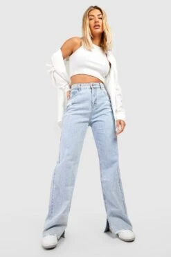 Zerrissene Jeans Mit Hohem Bund Und Weitem Bein -Mode für Sie Geschäft gzz47752 light20wash xl 2
