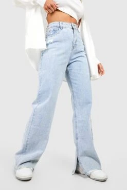 Zerrissene Jeans Mit Hohem Bund Und Weitem Bein -Mode für Sie Geschäft gzz47752 light20wash xl 3