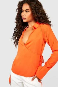 Wickel-Hemd Mit Schnür-Detail -Mode für Sie Geschäft gzz47850 orange xl 3