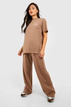 Weite Jogginghose Mit Slogan -Mode für Sie Geschäft gzz48288 mocha xl 2