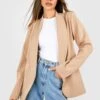 Basic Blazer Mit Tiefem Ausschnitt -Mode für Sie Geschäft gzz48661 camel xl