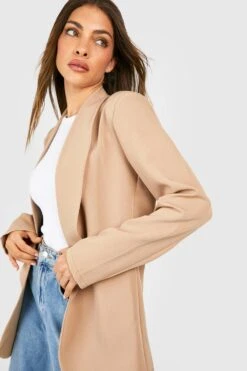 Basic Blazer Mit Tiefem Ausschnitt -Mode für Sie Geschäft gzz48661 camel xl 3