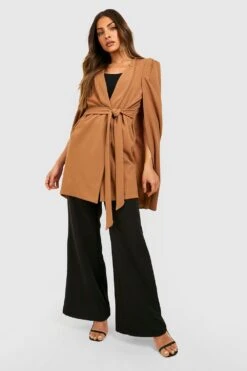 Cape-Blazer Mit Gürtel -Mode für Sie Geschäft gzz48674 camel xl 2