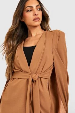 Cape-Blazer Mit Gürtel -Mode für Sie Geschäft gzz48674 camel xl 3