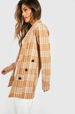 Lockerer Karierter Basic Jersey-Blazer