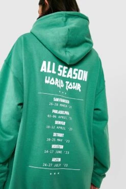 Oversize Hoodie Mit World Tour Print -Mode für Sie Geschäft gzz48862 green xl 3