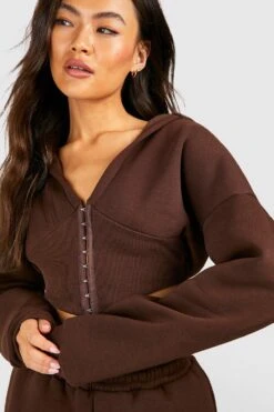 Korsett-Hoodie Mit Haken Und Öse -Mode für Sie Geschäft gzz48918 chocolate xl 3