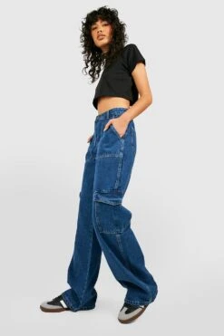 Cargo-Jeans Mit Weitem Bein Und Mittelhohem Bund