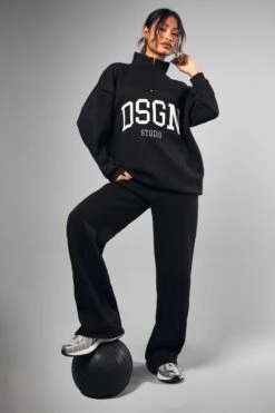 Oversize Sweatshirt Mit Halbem Reißverschluss Und Applikation 8 Oversize Sweatshirt Mit Halbem Reißverschluss Und Applikation -Mode für Sie Geschäft gzz50455 black xl 2