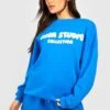 Oversize Sweatshirt Mit Slogan-Print -Mode für Sie Geschäft gzz50459 cobalt xl