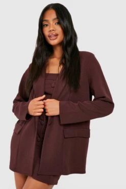 Oversize Jersey-Blazer Aus Crepestoff -Mode für Sie Geschäft gzz50485 chocolate xl 3