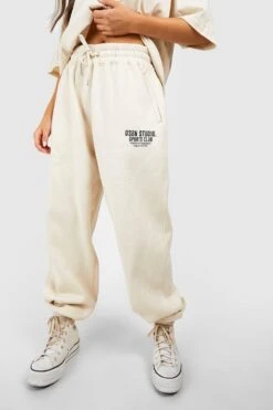 Oversize Jogginghose Mit Sports Club Slogan -Mode für Sie Geschäft gzz51054 ecru xl 3