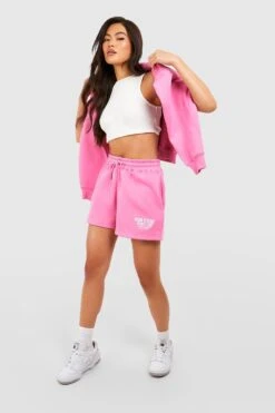 Sweatshirt Mit Sports Club Slogan Und Shorts -Mode für Sie Geschäft gzz51055 pink xl 2