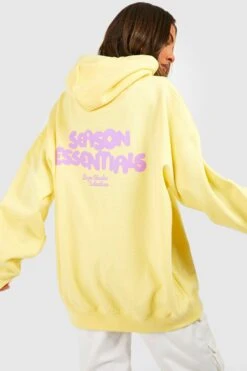 Oversize Hoodie Mit Season Essentials Slogan -Mode für Sie Geschäft gzz51255 lemon xl 2