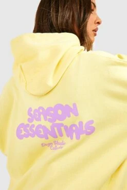 Oversize Hoodie Mit Season Essentials Slogan -Mode für Sie Geschäft gzz51255 lemon xl 3