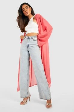 Chiffon Maxi-Kimono -Mode für Sie Geschäft gzz51701 rose xl 2