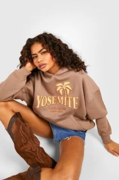 Oversize Hoodie Mit Yosemite Slogan Applikation