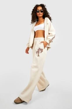 Jogginghose Mit Weitem Bein Und West Coast Slogan