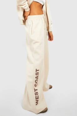 Jogginghose Mit Weitem Bein Und West Coast Slogan -Mode für Sie Geschäft gzz52300 stone xl 3