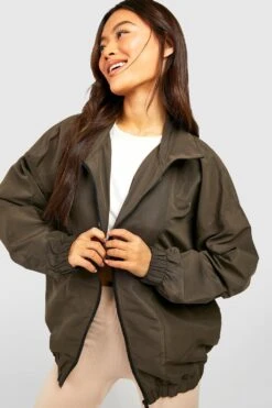 Windbreaker Mit Kontrast-Reißverschluss -Mode für Sie Geschäft gzz52472 khaki xl 3