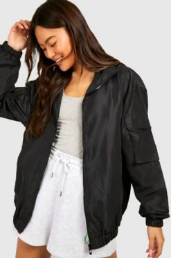 Windbreaker Mit Utility Taschen-Detail -Mode für Sie Geschäft gzz52474 black xl 3