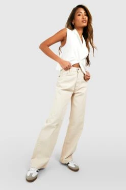 Ecru Jeans Mit Weitem Bein -Mode für Sie Geschäft gzz52604 ecru xl 2