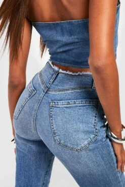 Stretch-Schlaghose Mit Ausgefranstem Bund -Mode für Sie Geschäft gzz52690 mid20blue xl 3