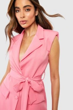 Ärmelloser Blazer Mit Gürtel -Mode für Sie Geschäft gzz52754 candy20pink xl 3